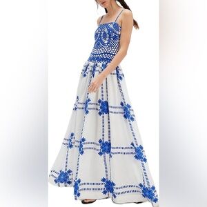 Blue and White Cordelia Floral Maxi Dress
